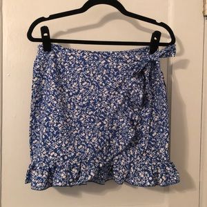 blue floral skirt